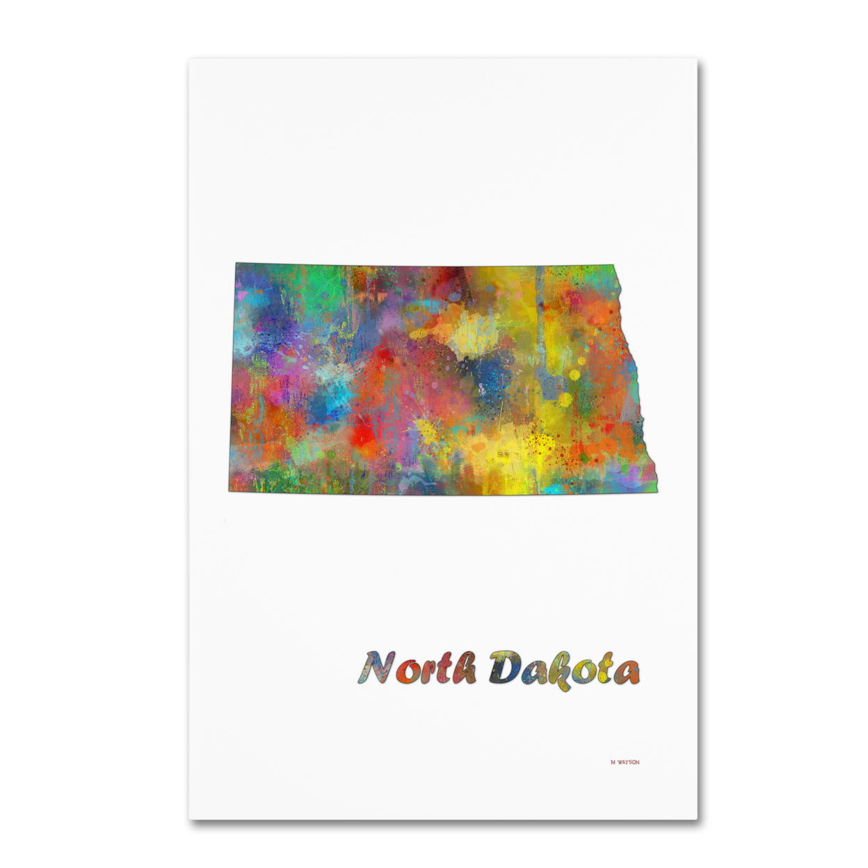 Marlene Watson 'North Dakota State Map-1' Canvas Art 16 X 24