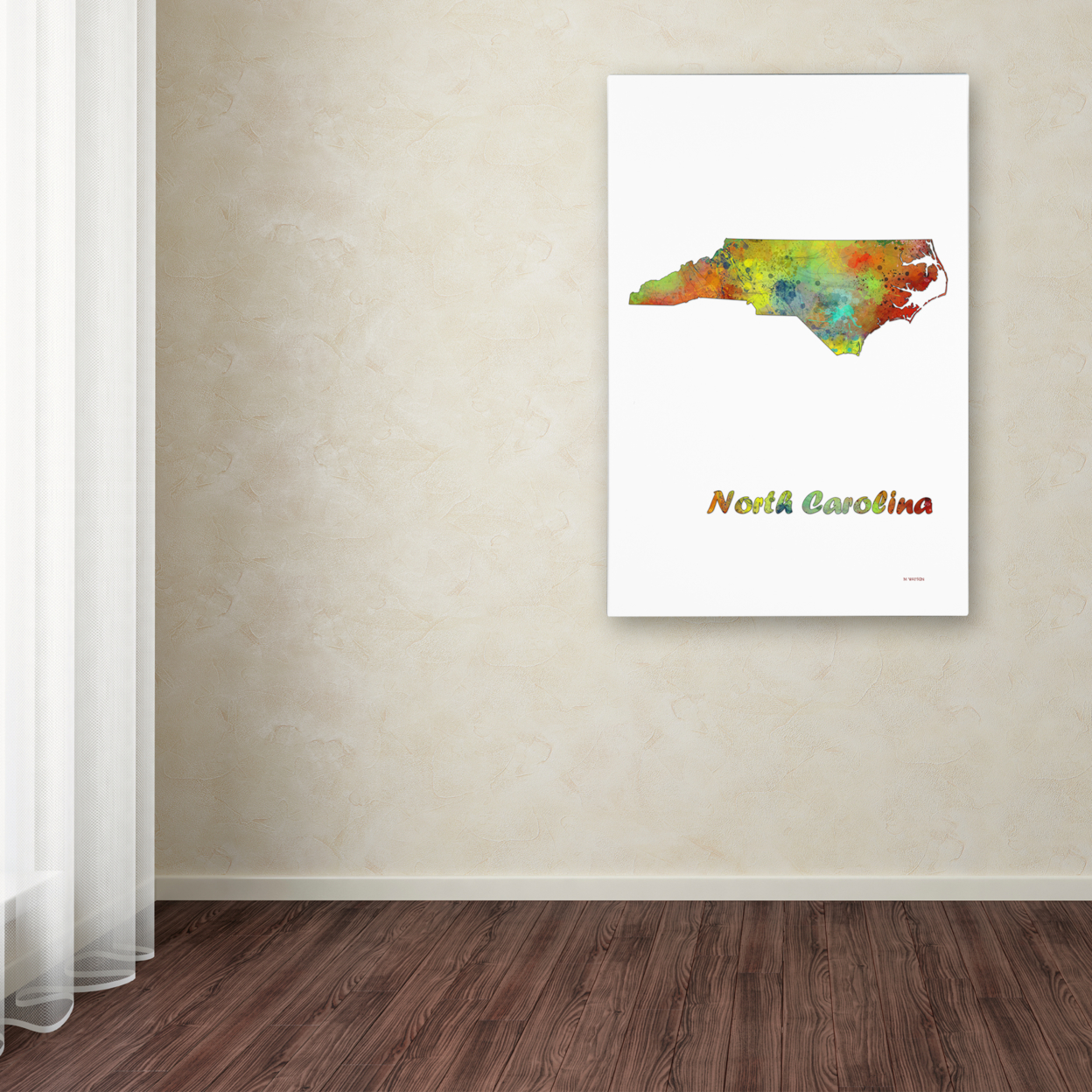 Marlene Watson 'North Carolina State Map-1' Canvas Art 16 X 24