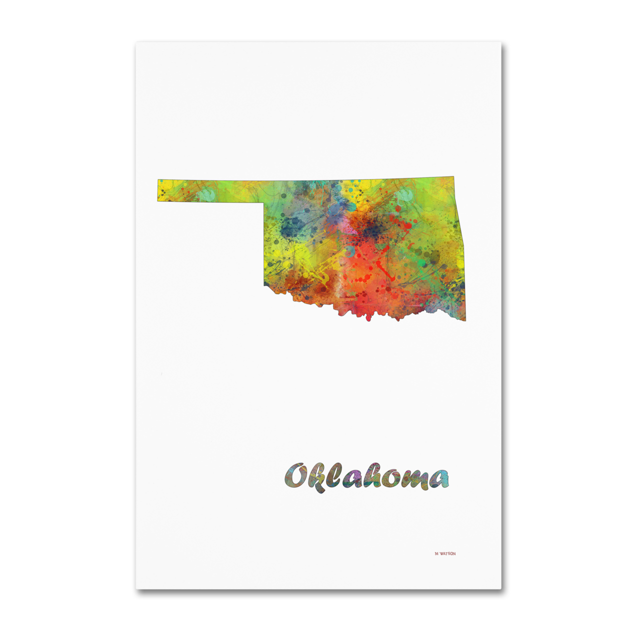 Marlene Watson 'Oklahoma State Map-1' Canvas Art 16 X 24