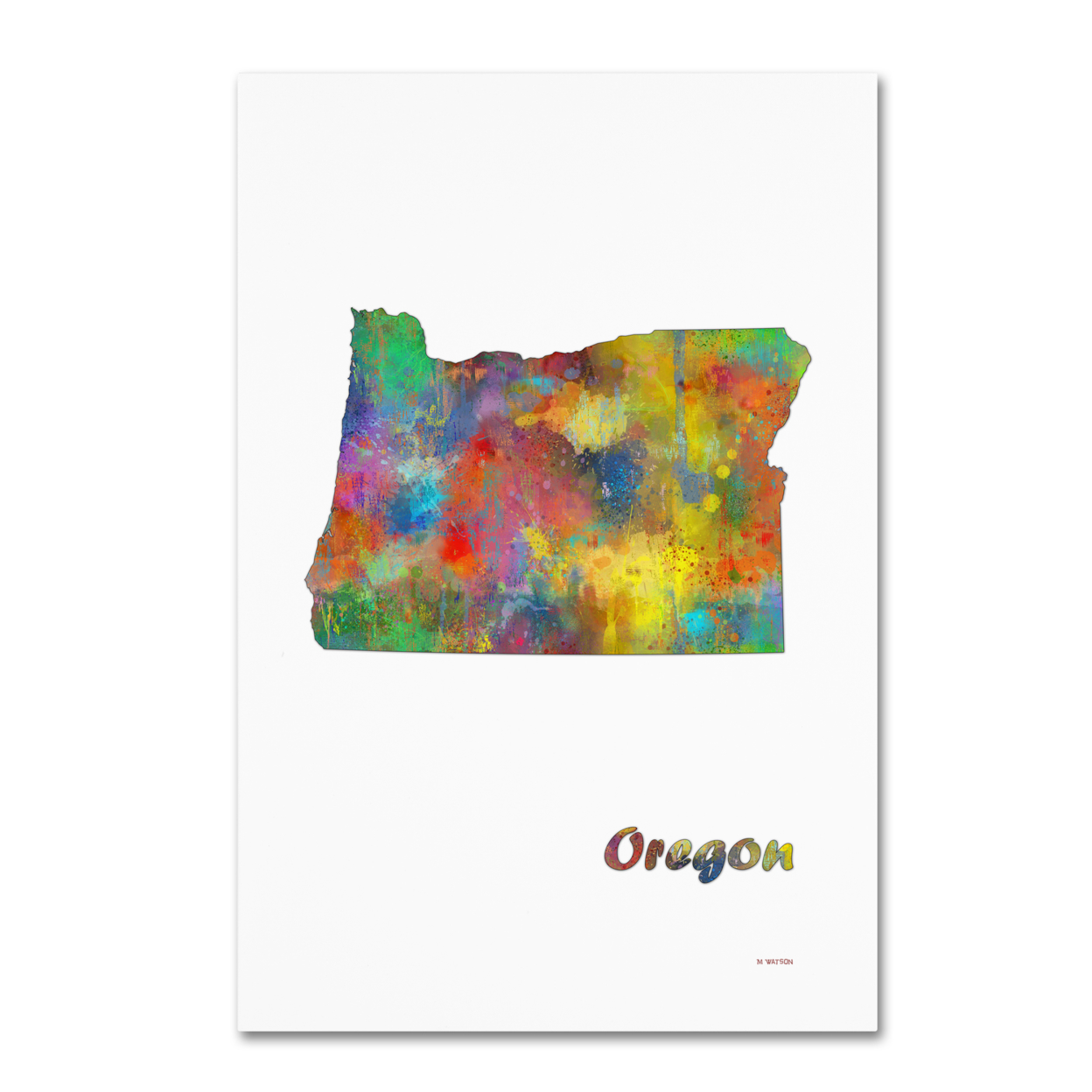 Marlene Watson 'Oregon State Map-1' Canvas Art 16 X 24