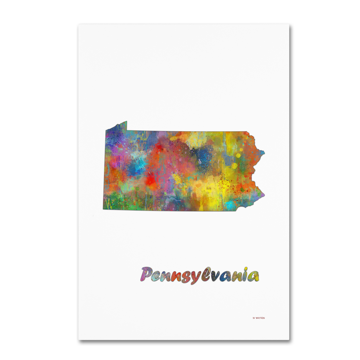 Marlene Watson 'Pennsylvania State Map-1' Canvas Art 16 X 24