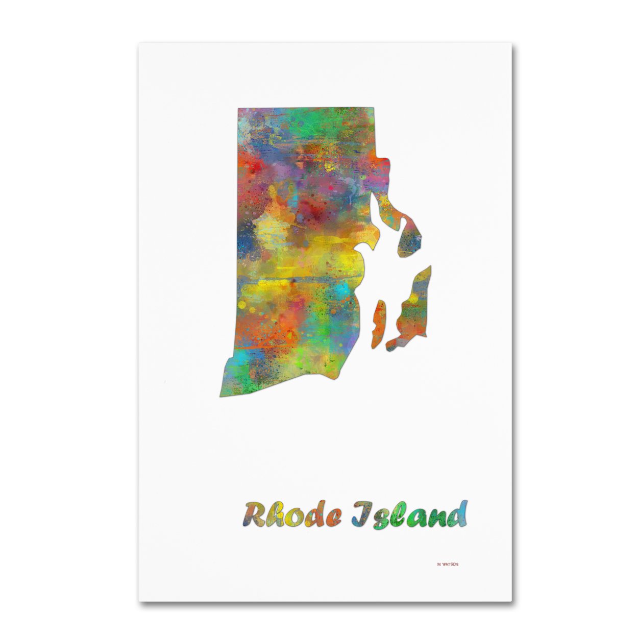 Marlene Watson 'Rhode Island State Map-1' Canvas Art 16 X 24