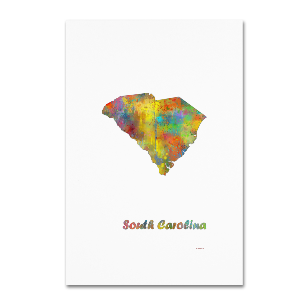 Marlene Watson 'South Carolina State Map-1' Canvas Art 16 X 24