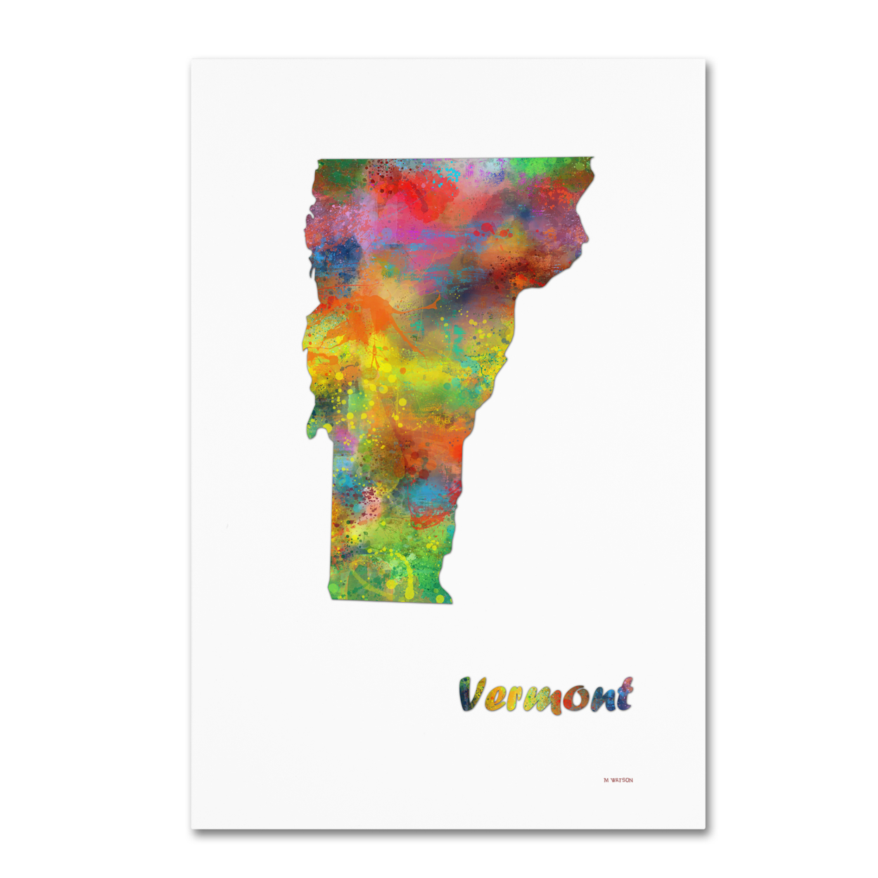 Marlene Watson 'Vermont State Map-1' Canvas Art 16 X 24