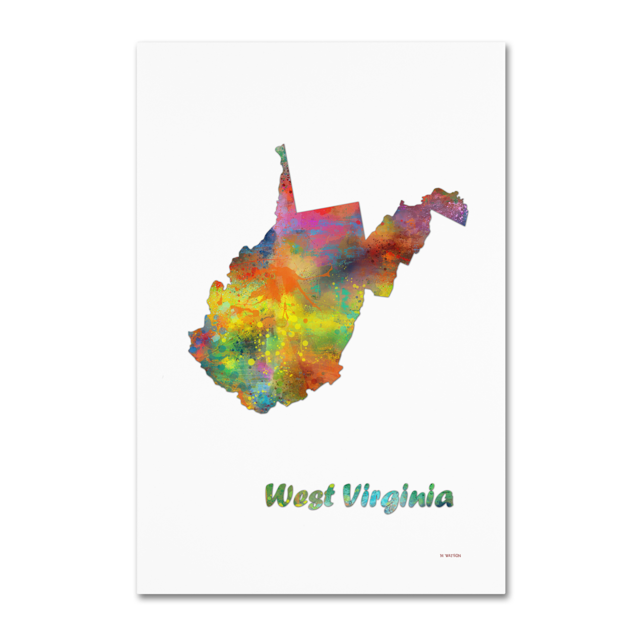 Marlene Watson 'West Virginia State Map-1' Canvas Art 16 X 24
