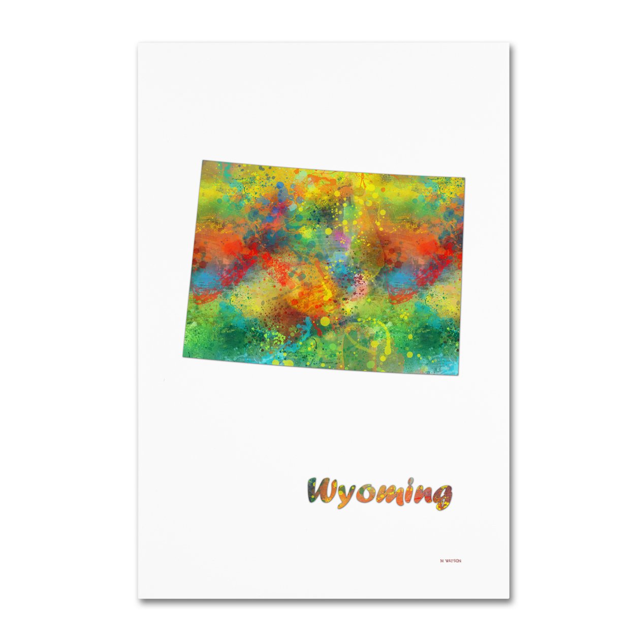 Marlene Watson 'Wyoming State Map-1' Canvas Art 16 X 24
