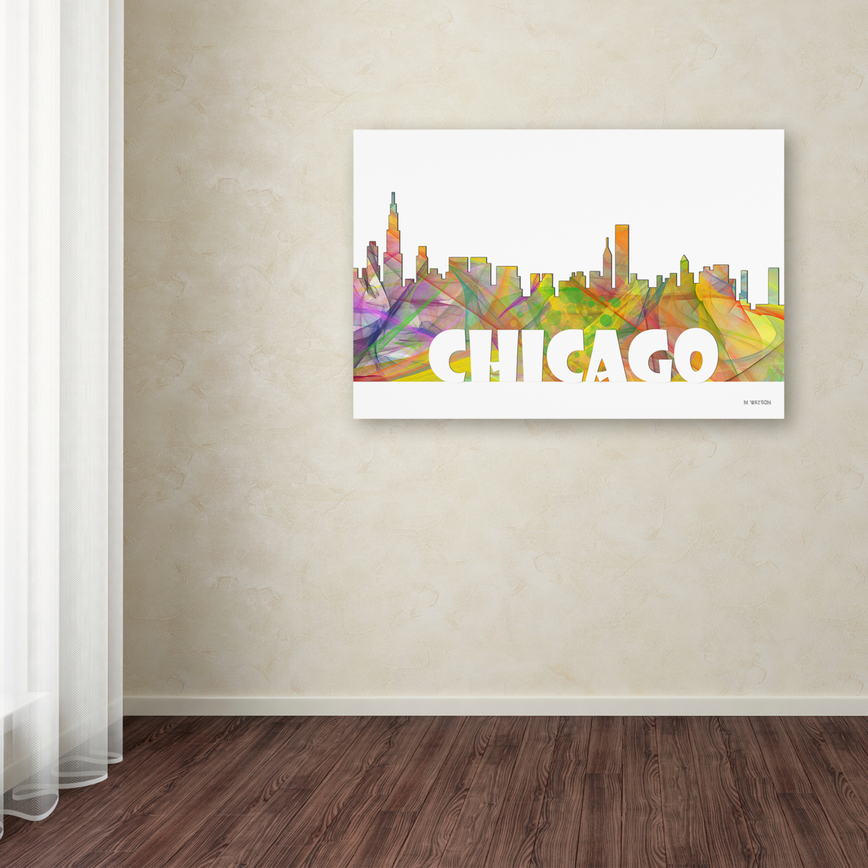 Marlene Watson 'Chicago Illinois Skyline Mclr-2' Canvas Art 16 X 24