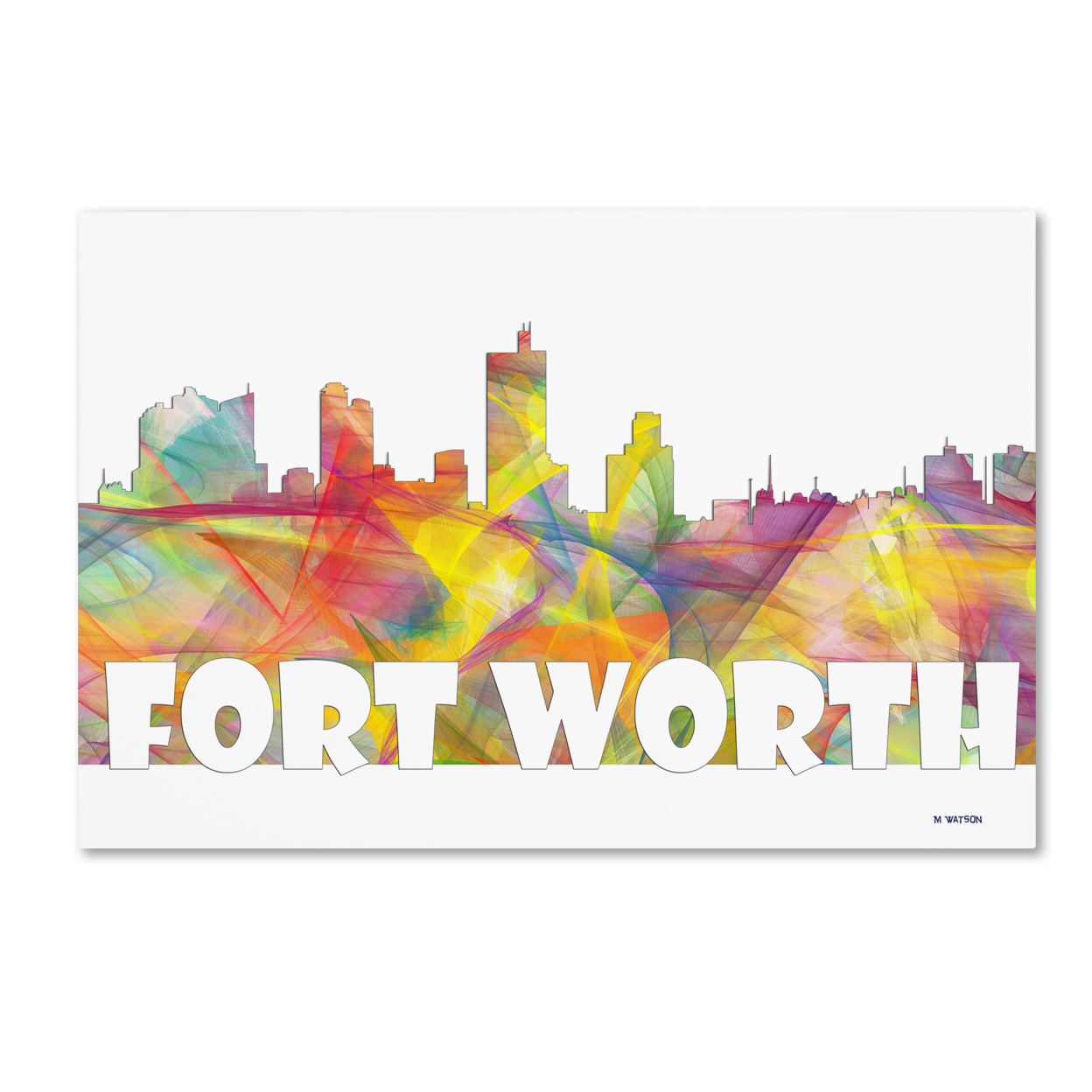 Marlene Watson 'Fort Worth Texas Skyline Mclr-2' Canvas Art 16 X 24
