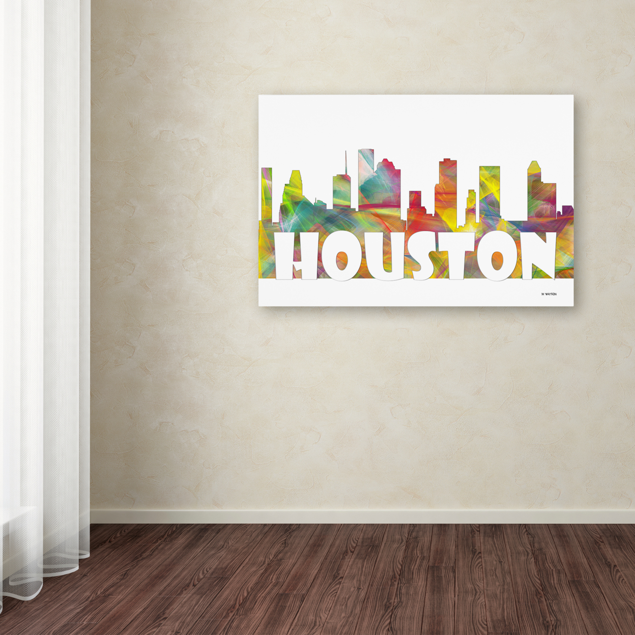 Marlene Watson 'Houston Texas Skyline Mclr-2' Canvas Art 16 X 24