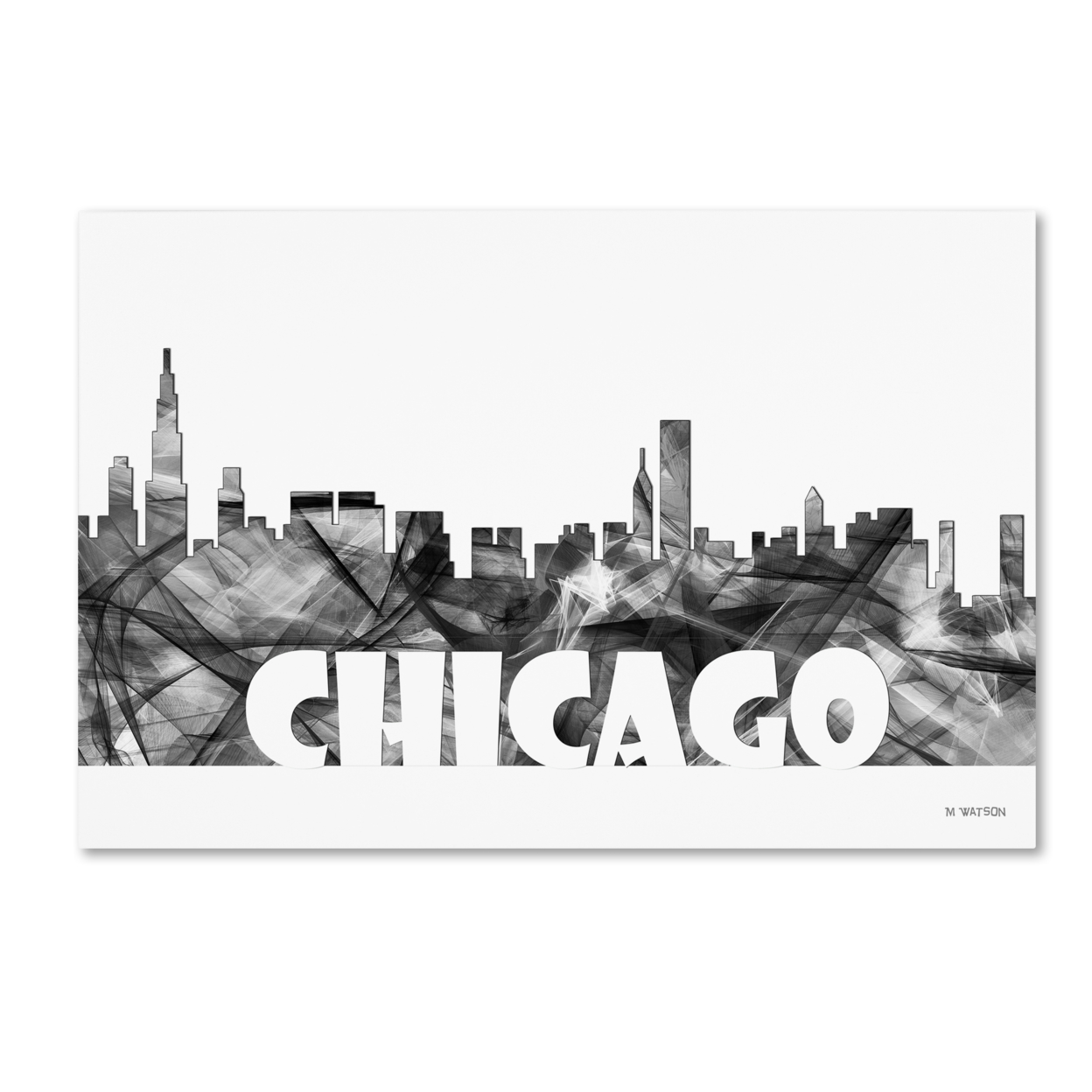 Marlene Watson 'Chicago Illinois Skyline BG-2' Canvas Art 16 X 24