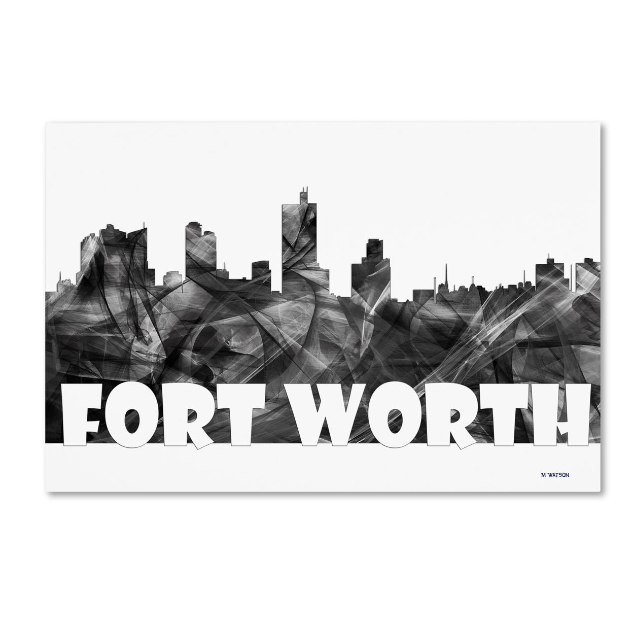 Marlene Watson 'Fort Worth Texas Skyline BG-2' Canvas Art 16 X 24