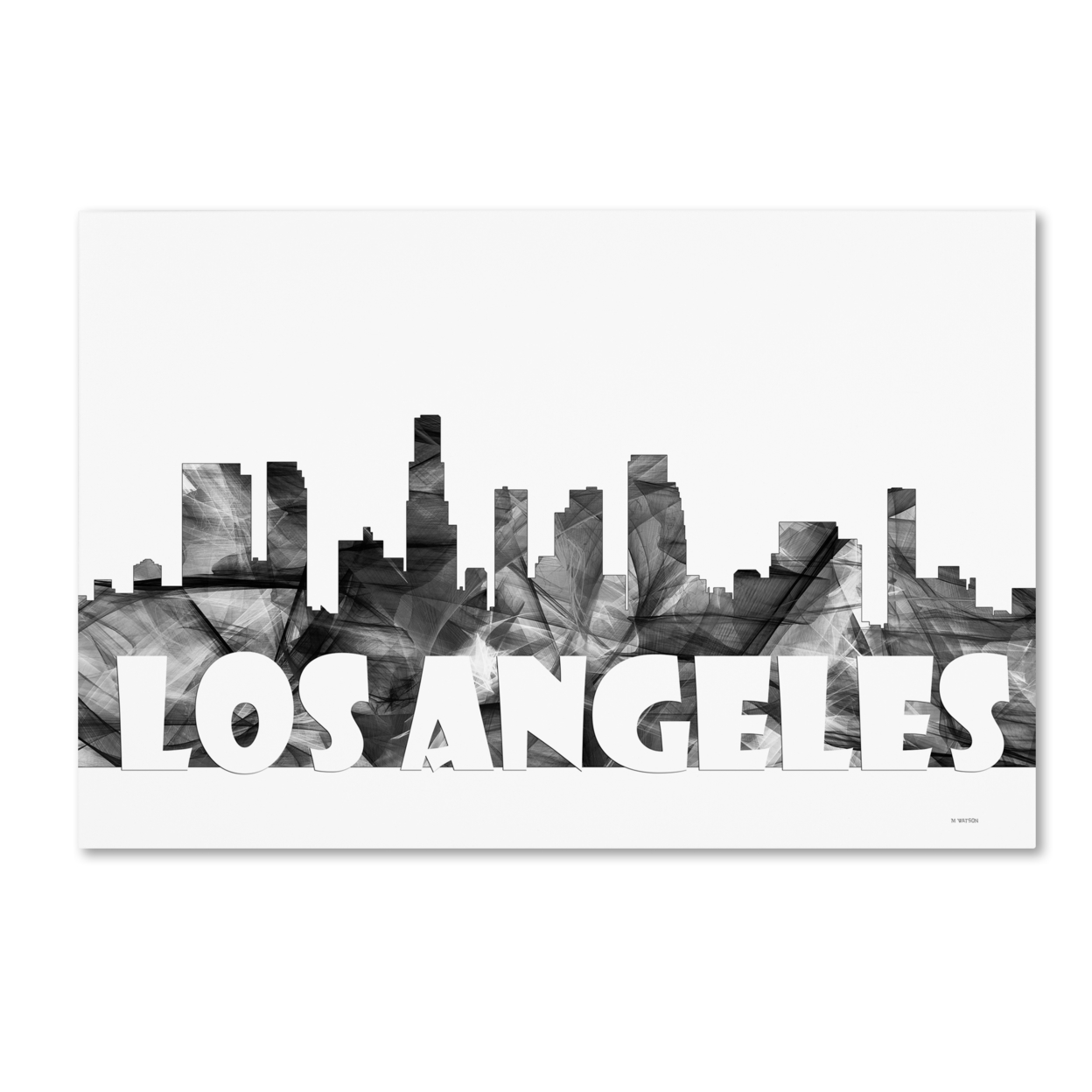 Marlene Watson 'Los Angeles California Skyline BG-2' Canvas Art 16 X 24