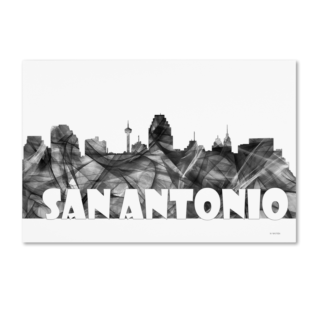 Marlene Watson 'San Antonio Texas Skyline BG-2' Canvas Art 16 X 24