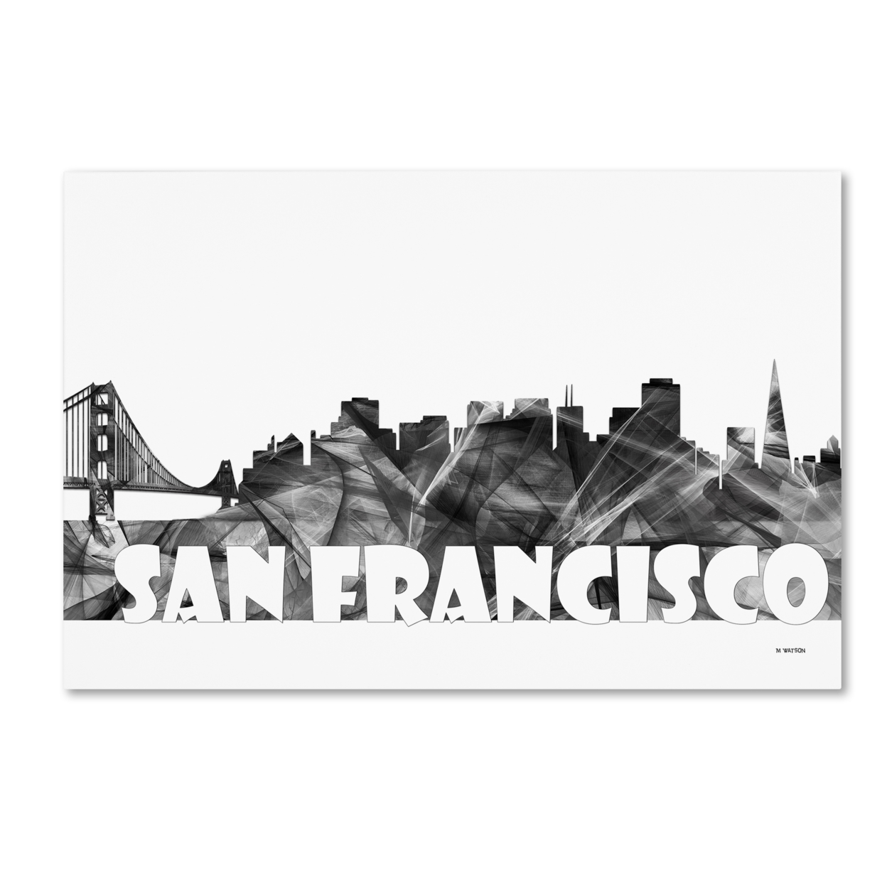 Marlene Watson 'San Francisco California Skyline BG-2' Canvas Art 16 X 24