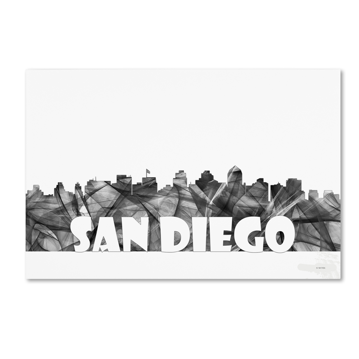 Marlene Watson 'San Diego California Skyline BG-2' Canvas Art 16 X 24
