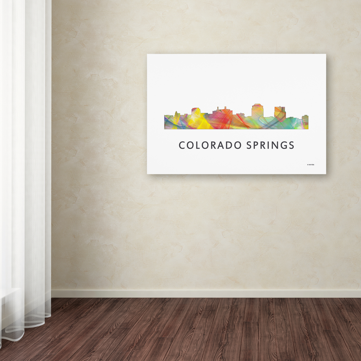 Marlene Watson 'Colorado Springs Colorado Skyline WB-1' Canvas Art 16 X 24
