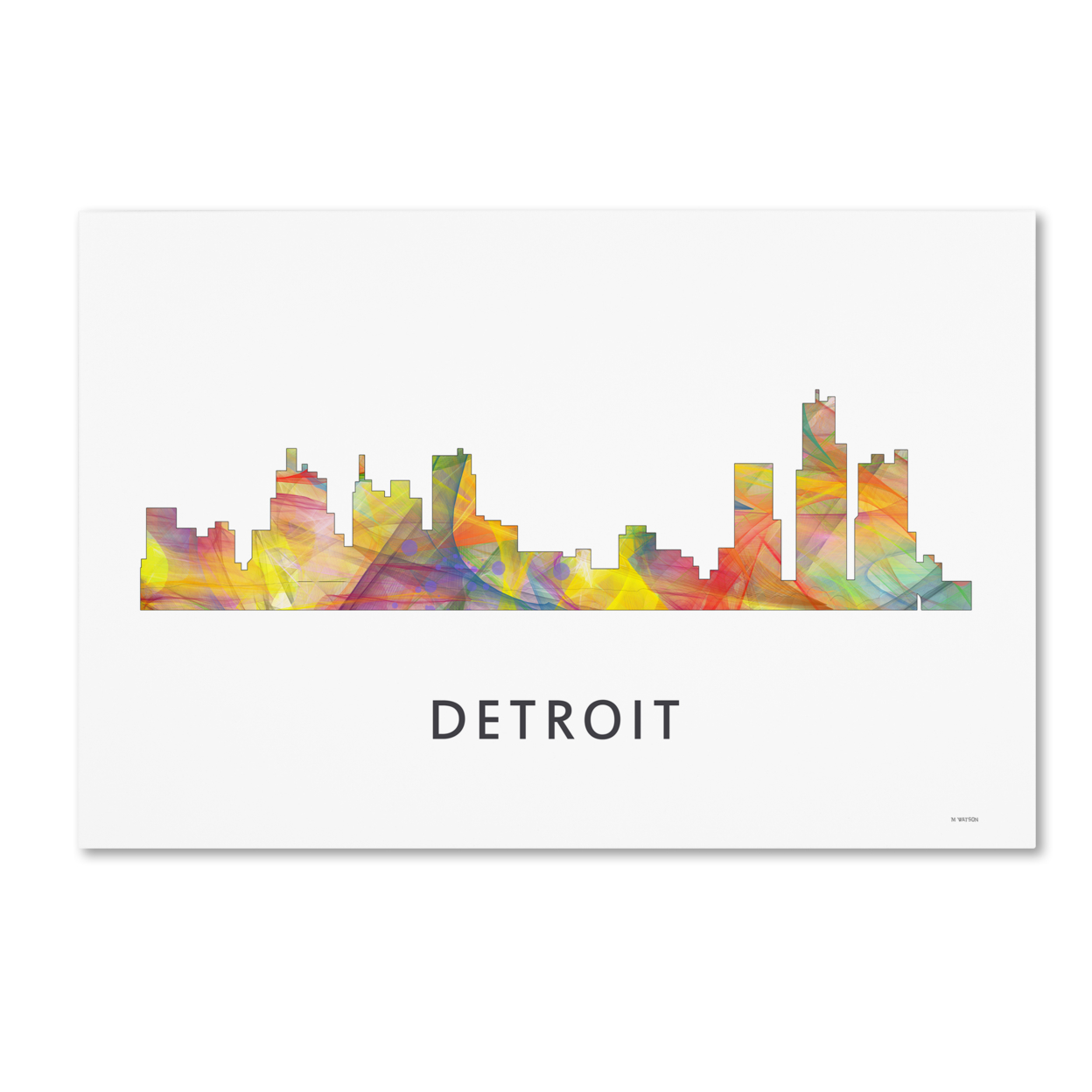 Marlene Watson 'Detroit Michigan Skyline WB-1' Canvas Art 16 X 24