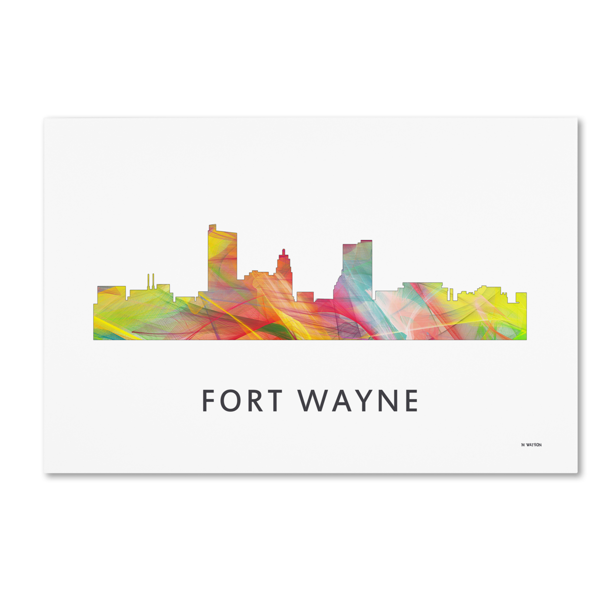Marlene Watson 'Fort Wayne Indiana Skyline WB-1' Canvas Art 16 X 24