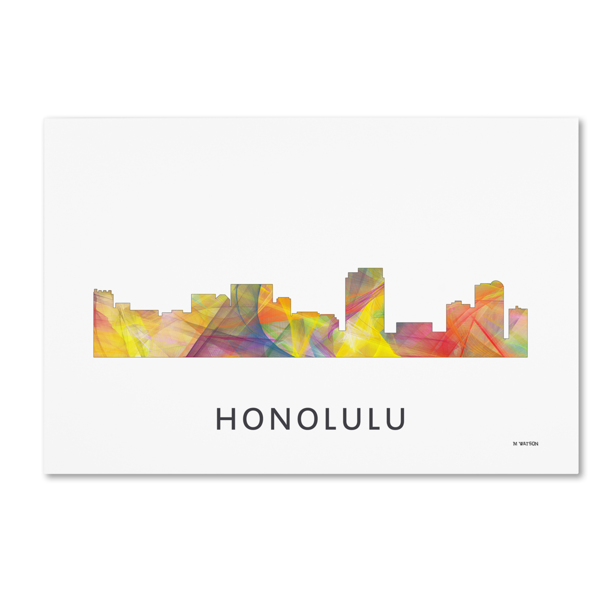 Marlene Watson 'Honolulu Hawaii Skyline WB-1' Canvas Art 16 X 24