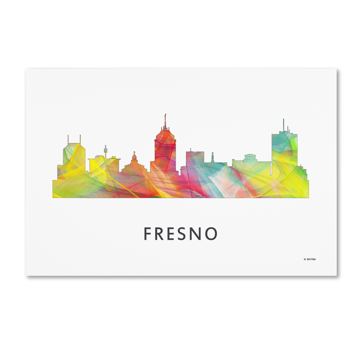 Marlene Watson 'Fresno California Skyline WB-1' Canvas Art 16 X 24