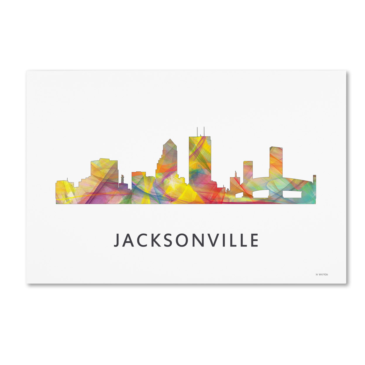 Marlene Watson 'Jacksonville Florida Skyline WB-1' Canvas Art 16 X 24