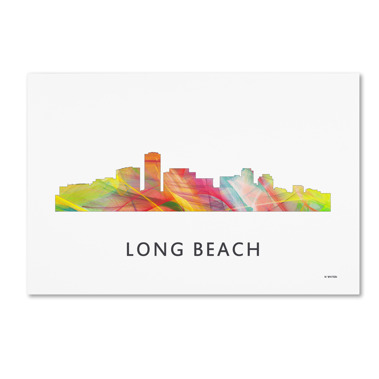 Marlene Watson 'Long Beach California Skyline WB-1' Canvas Art 16 X 24
