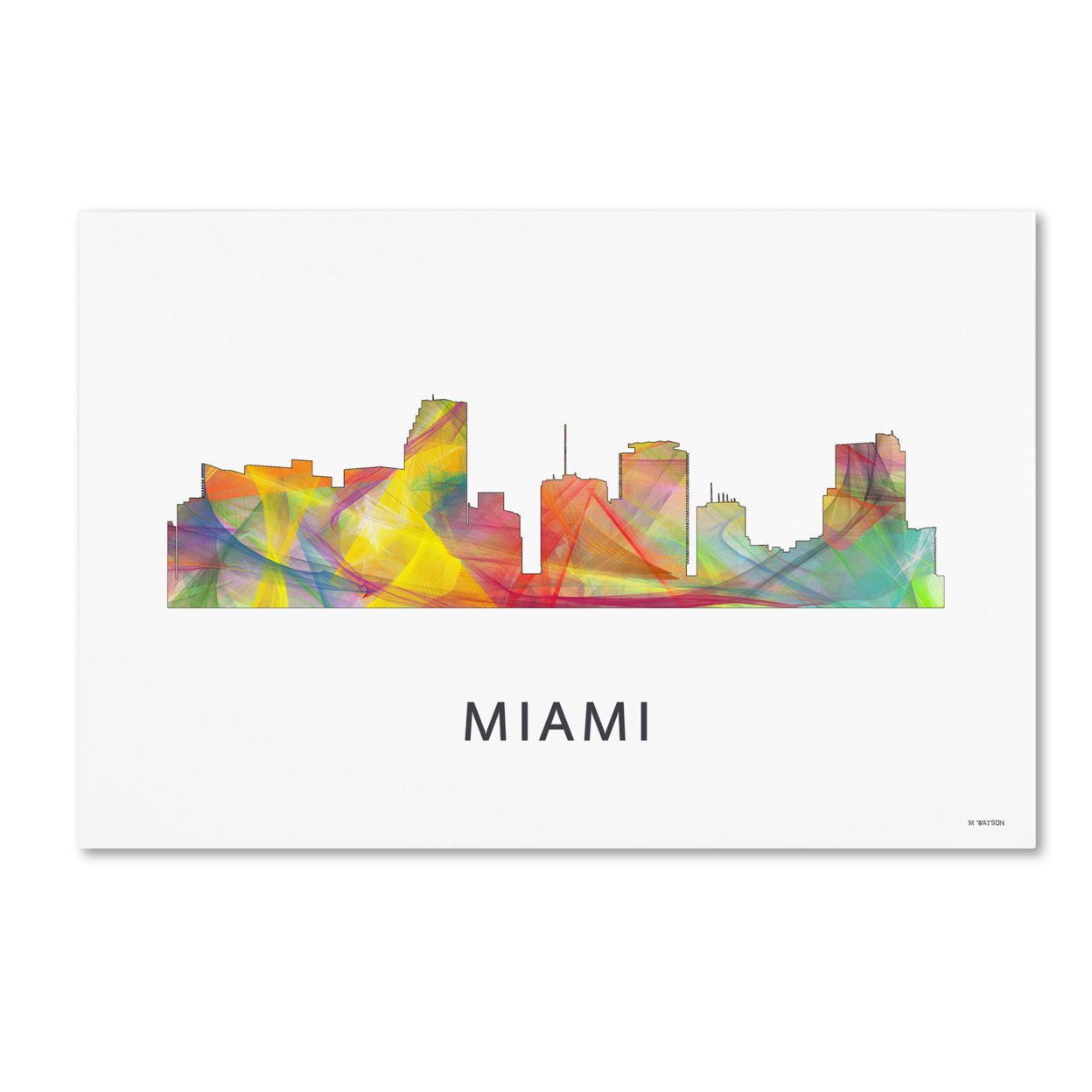 Marlene Watson 'Miami Florida Skyline WB-1' Canvas Art 16 X 24