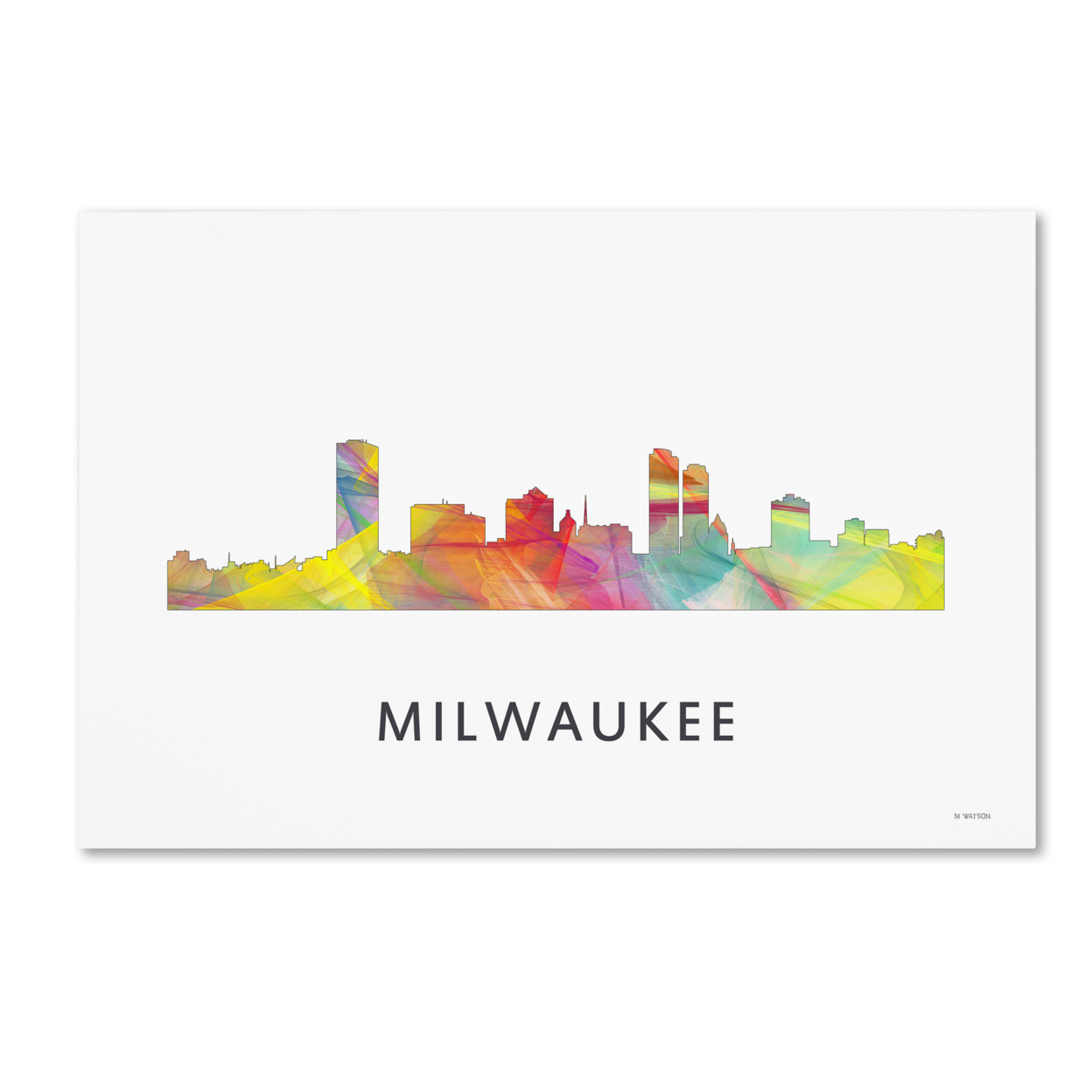 Marlene Watson 'Milwaukee Wisconsin Skyline WB-1' Canvas Art 16 X 24