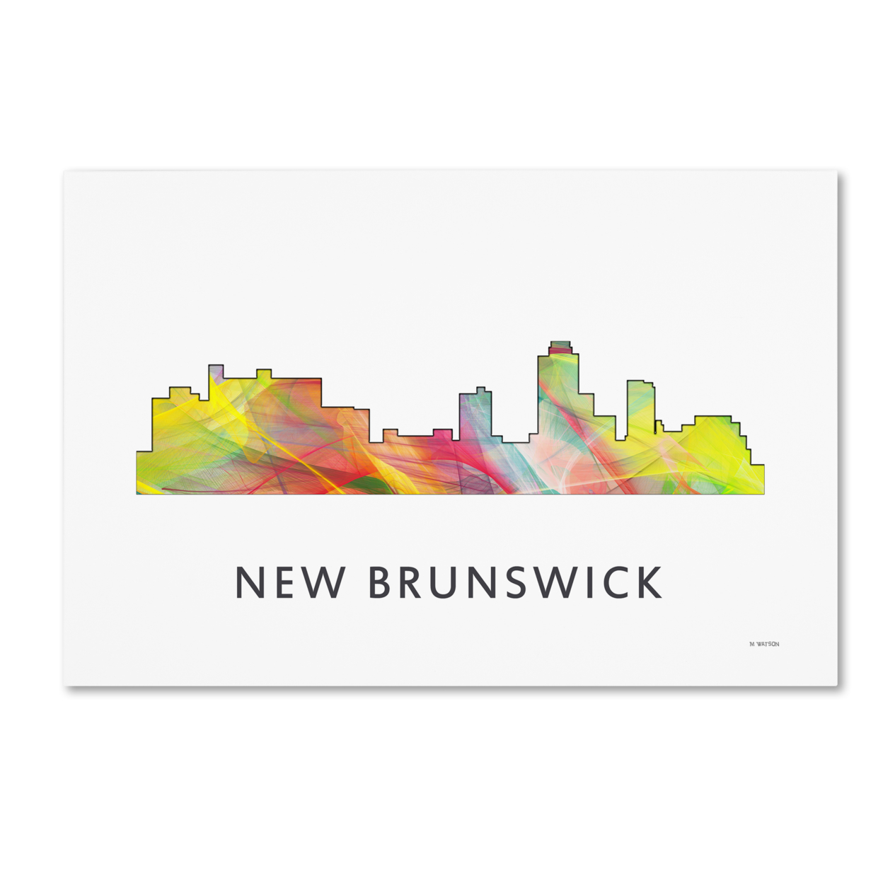 Marlene Watson 'New Brunswick New Jersey Skyline WB-1' Canvas Art 16 X 24