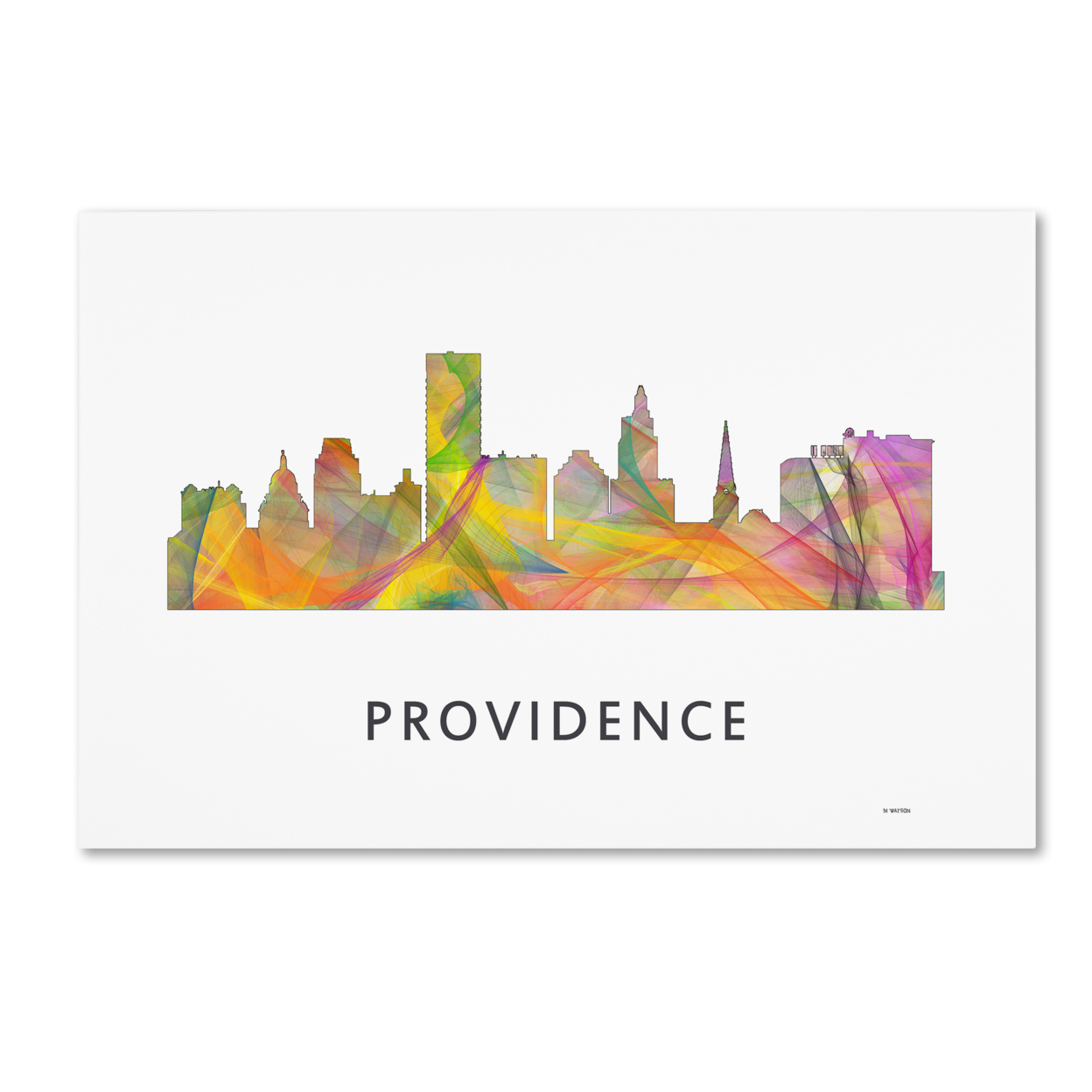 Marlene Watson 'Providence Rhode Island Skyline WB-1' Canvas Art 16 X 24