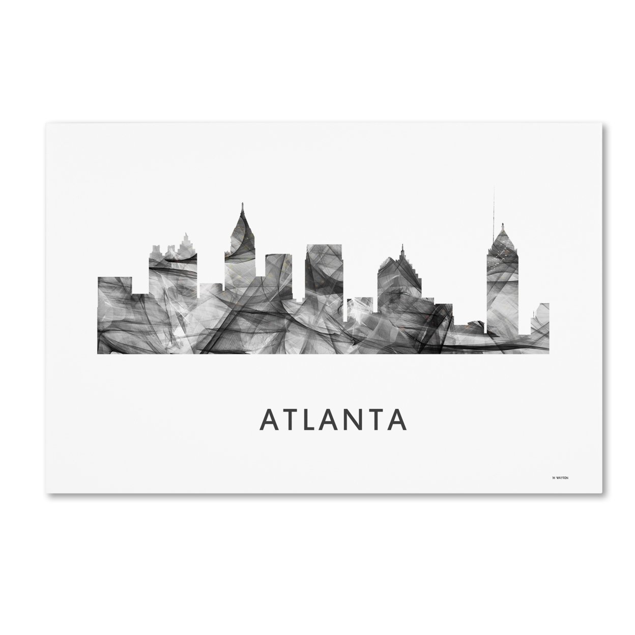 Marlene Watson 'Atlanta Georgia Skyline WB-BW' Canvas Art 16 X 24