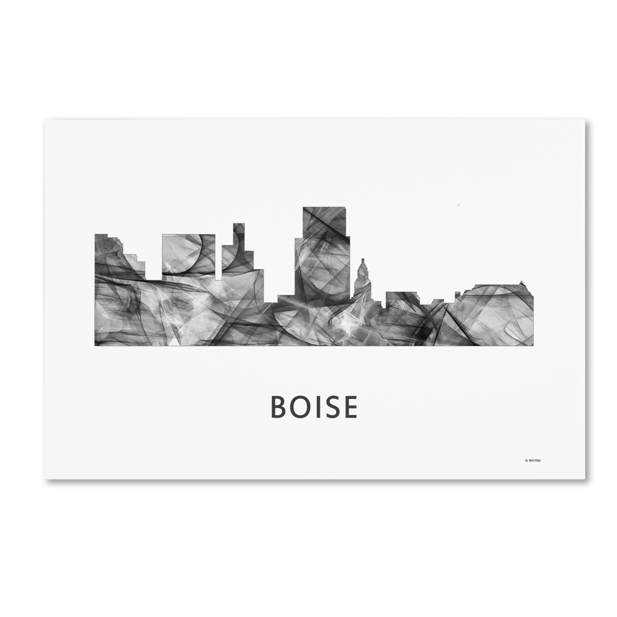 Marlene Watson 'Boise Idaho Skyline WB-BW' Canvas Art 16 X 24