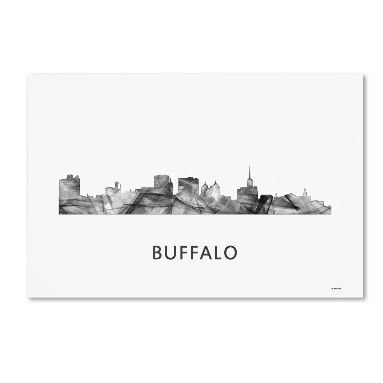 Marlene Watson 'Buffalo New York Skyline WB-BW' Canvas Art 16 X 24