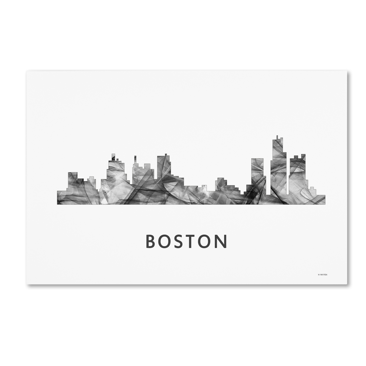 Marlene Watson 'Boston Mas Skyline WB-BW' Canvas Art 16 X 24