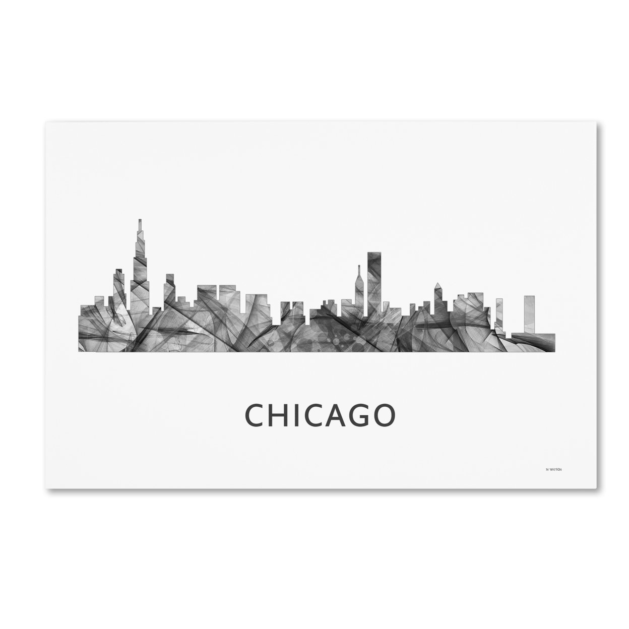 Marlene Watson 'Chicago Illinois Skyline WB-BW' Canvas Art 16 X 24