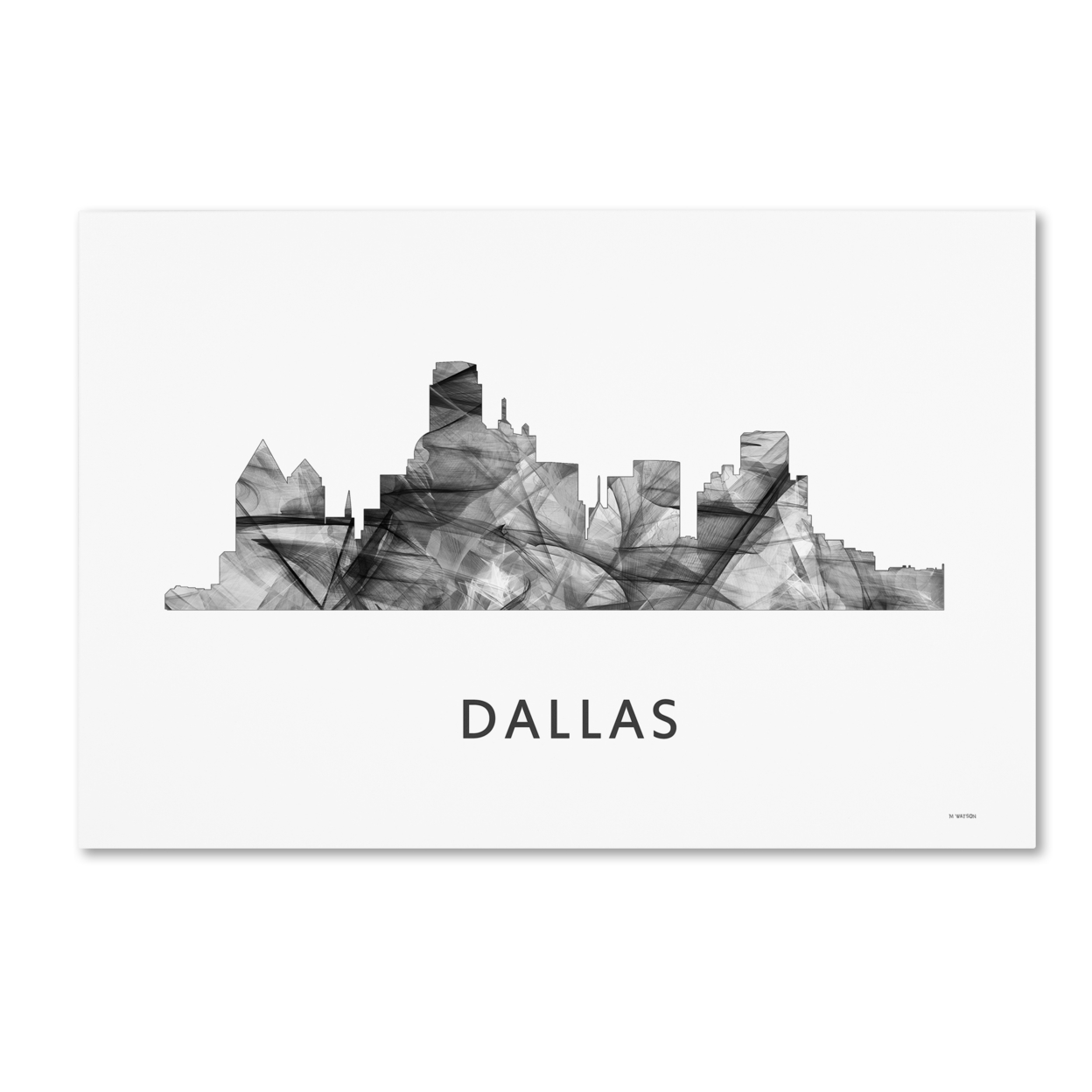 Marlene Watson 'Dallas Texas Skyline WB-BW' Canvas Art 16 X 24