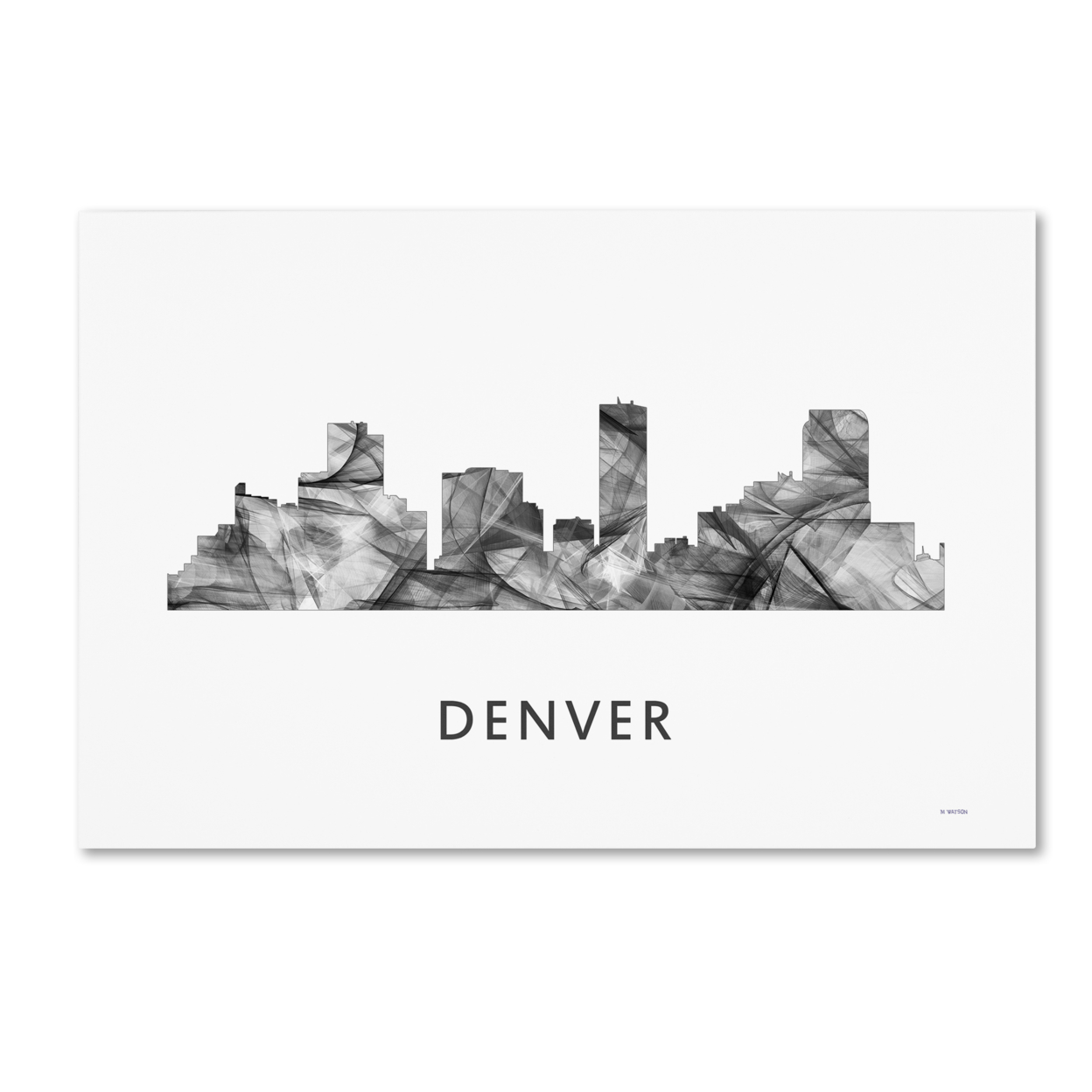 Marlene Watson 'Denver Colorado Skyline WB-BW' Canvas Art 16 X 24