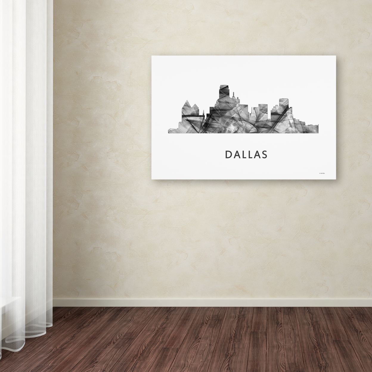 Marlene Watson 'Dallas Texas Skyline WB-BW' Canvas Art 16 X 24