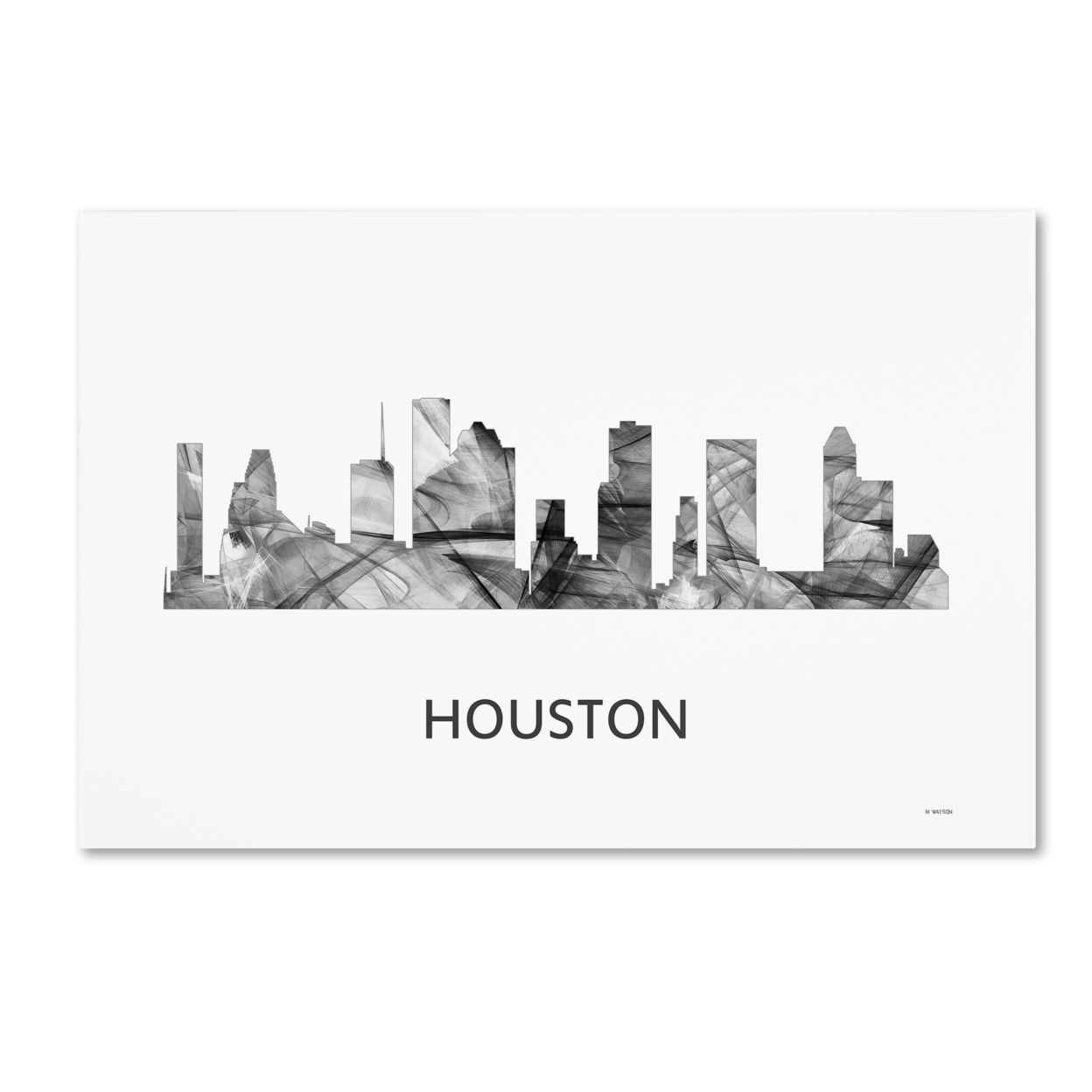 Marlene Watson 'Houston Texas Skyline WB-BW' Canvas Art 16 X 24