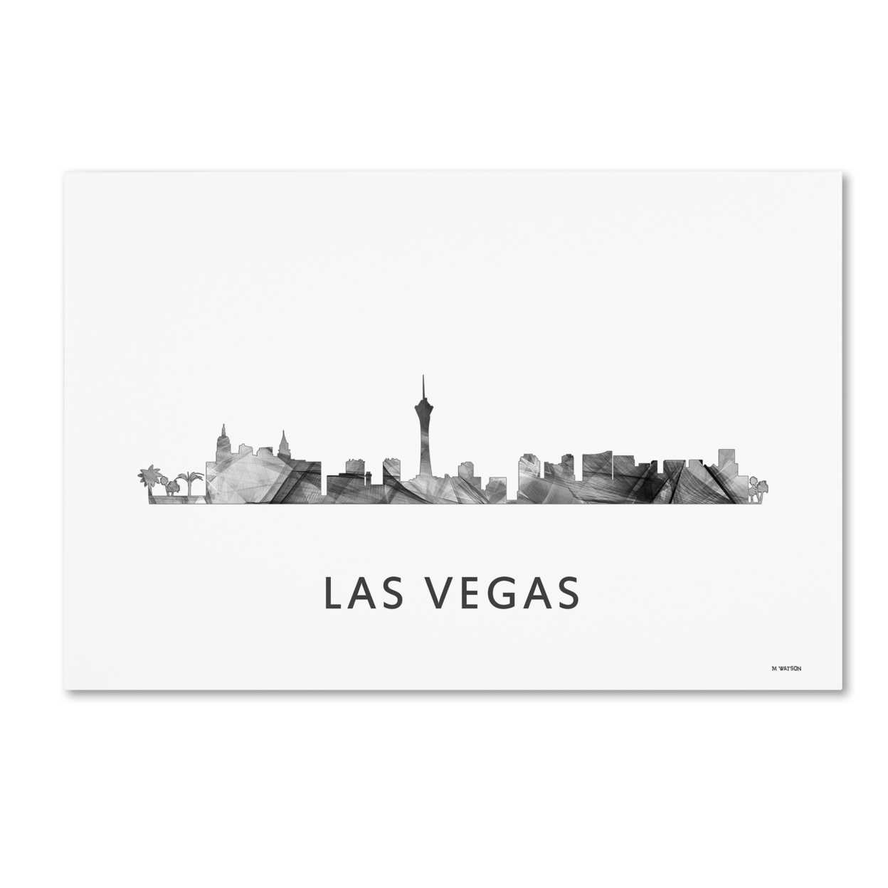 Marlene Watson 'Las Vegas Nevada Skyline WB-BW' Canvas Art 16 X 24