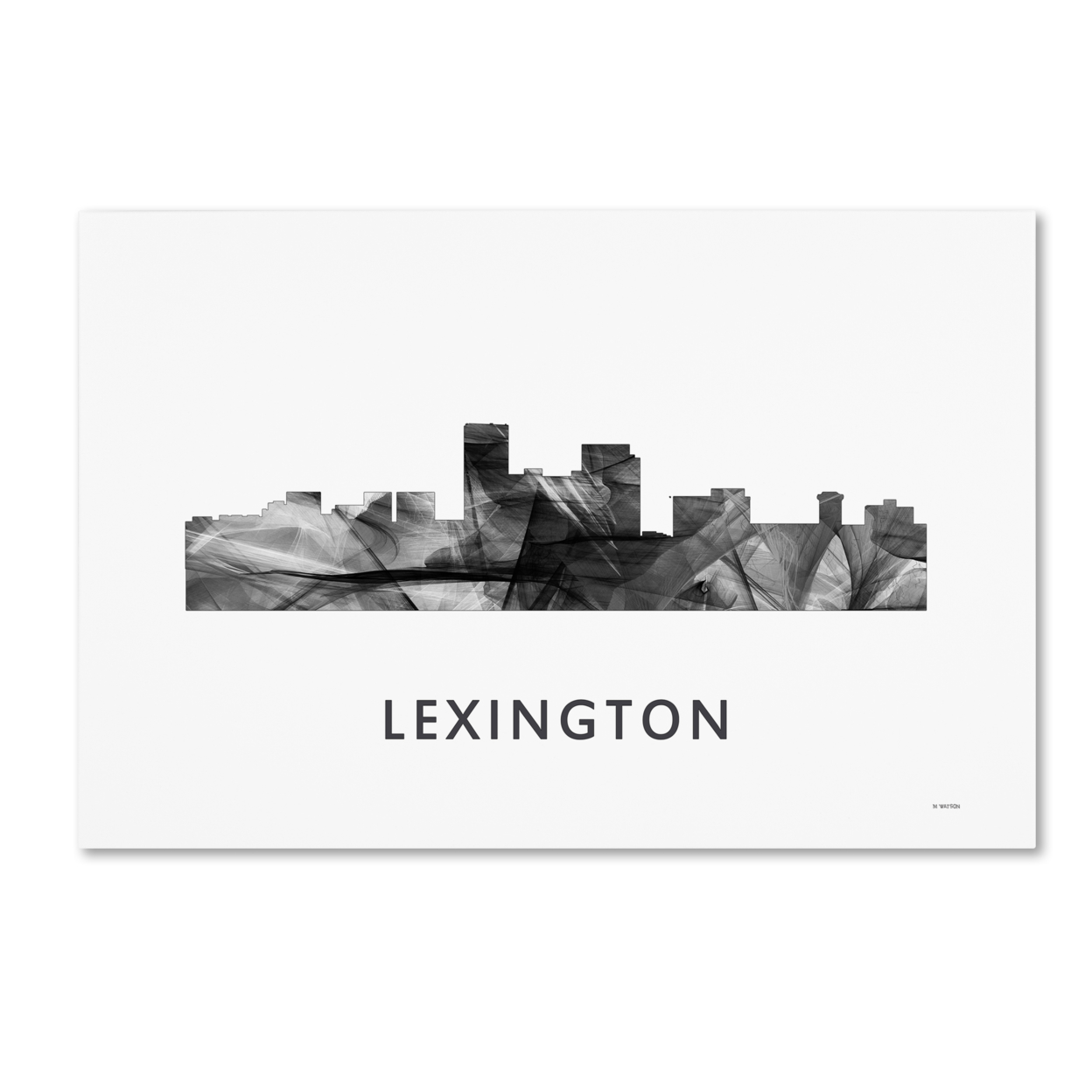 Marlene Watson 'Lexington Kentucky Skyline WB-BW' Canvas Art 16 X 24