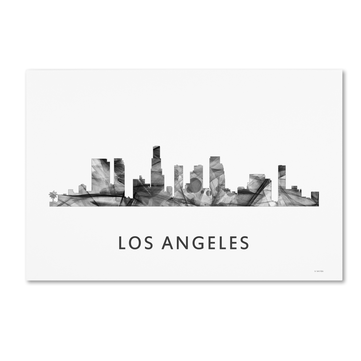 Marlene Watson 'Los Angeles California Skyline WB-BW' Canvas Art 16 X 24
