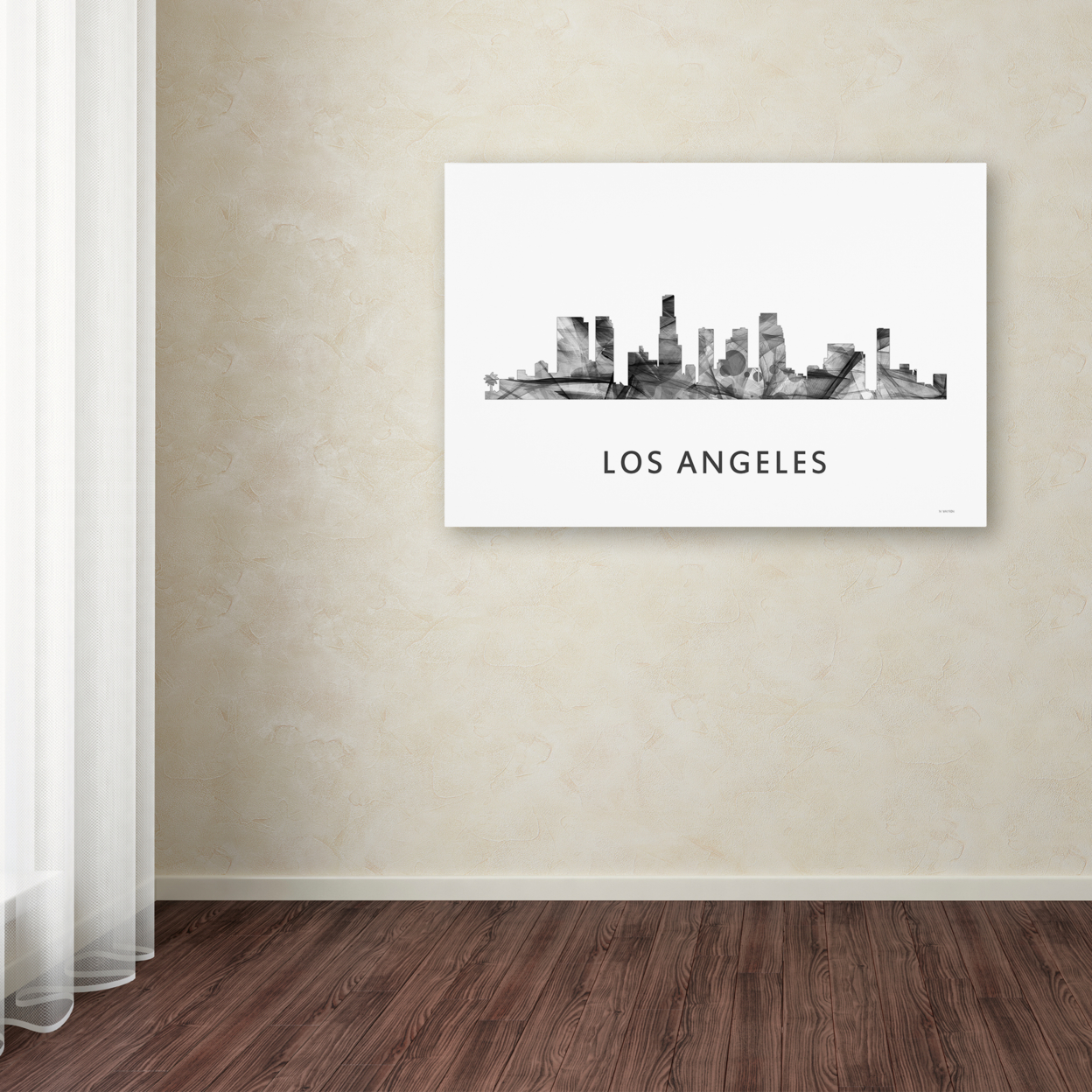 Marlene Watson 'Los Angeles California Skyline WB-BW' Canvas Art 16 X 24