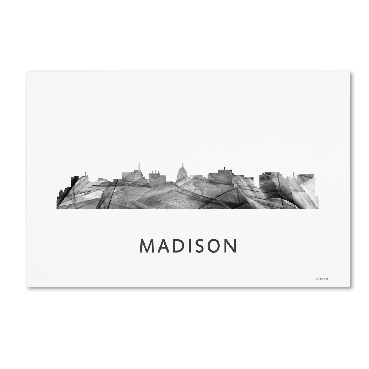 Marlene Watson 'Madison Wisconsin Skyline WB-BW' Canvas Art 16 X 24