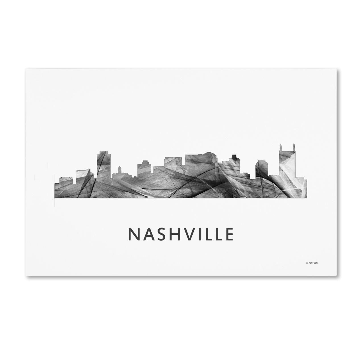 Marlene Watson 'Nashville Tennessee Skyline WB-BW' Canvas Art 16 X 24