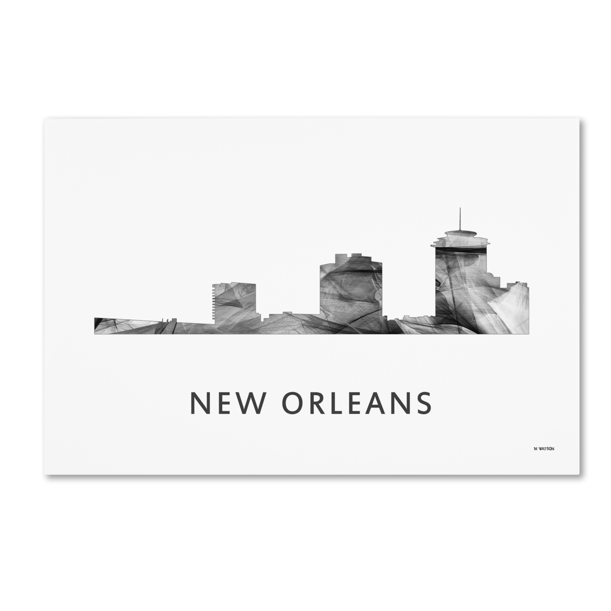 Marlene Watson 'New Orleans Louisiana Skyline WB-BW' Canvas Art 16 X 24
