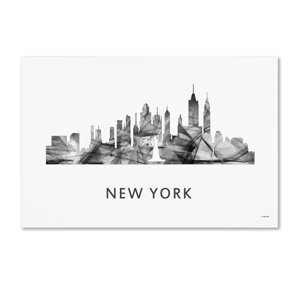 Marlene Watson 'New York New York Skyline WB-BW' Canvas Art 16 X 24