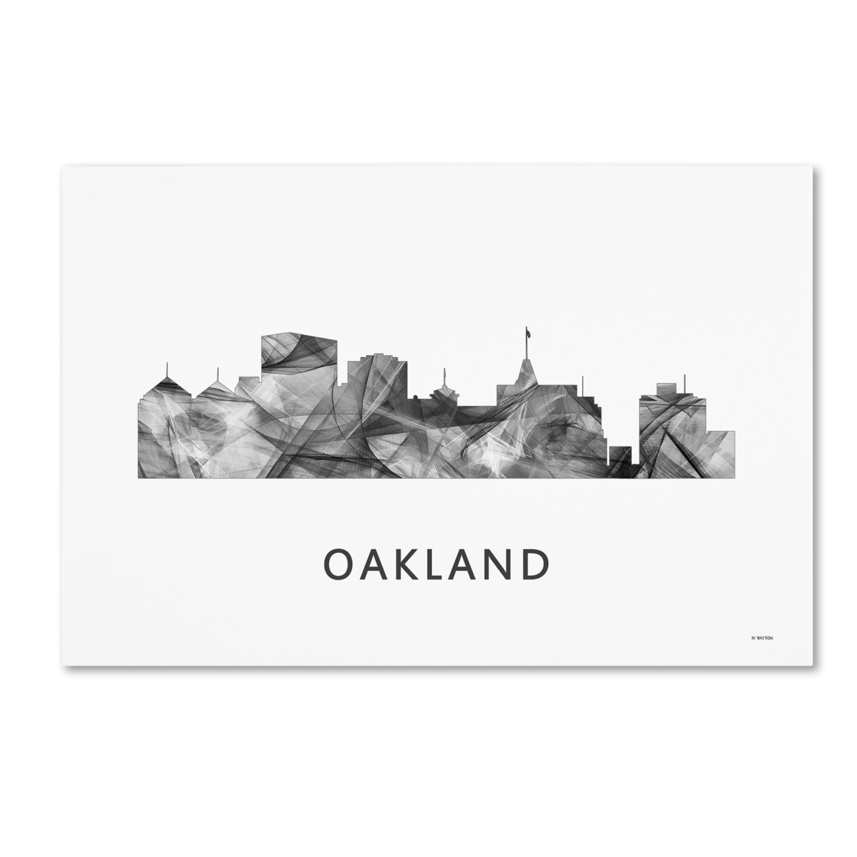 Marlene Watson 'Oakland California Skyline WB-BW' Canvas Art 16 X 24