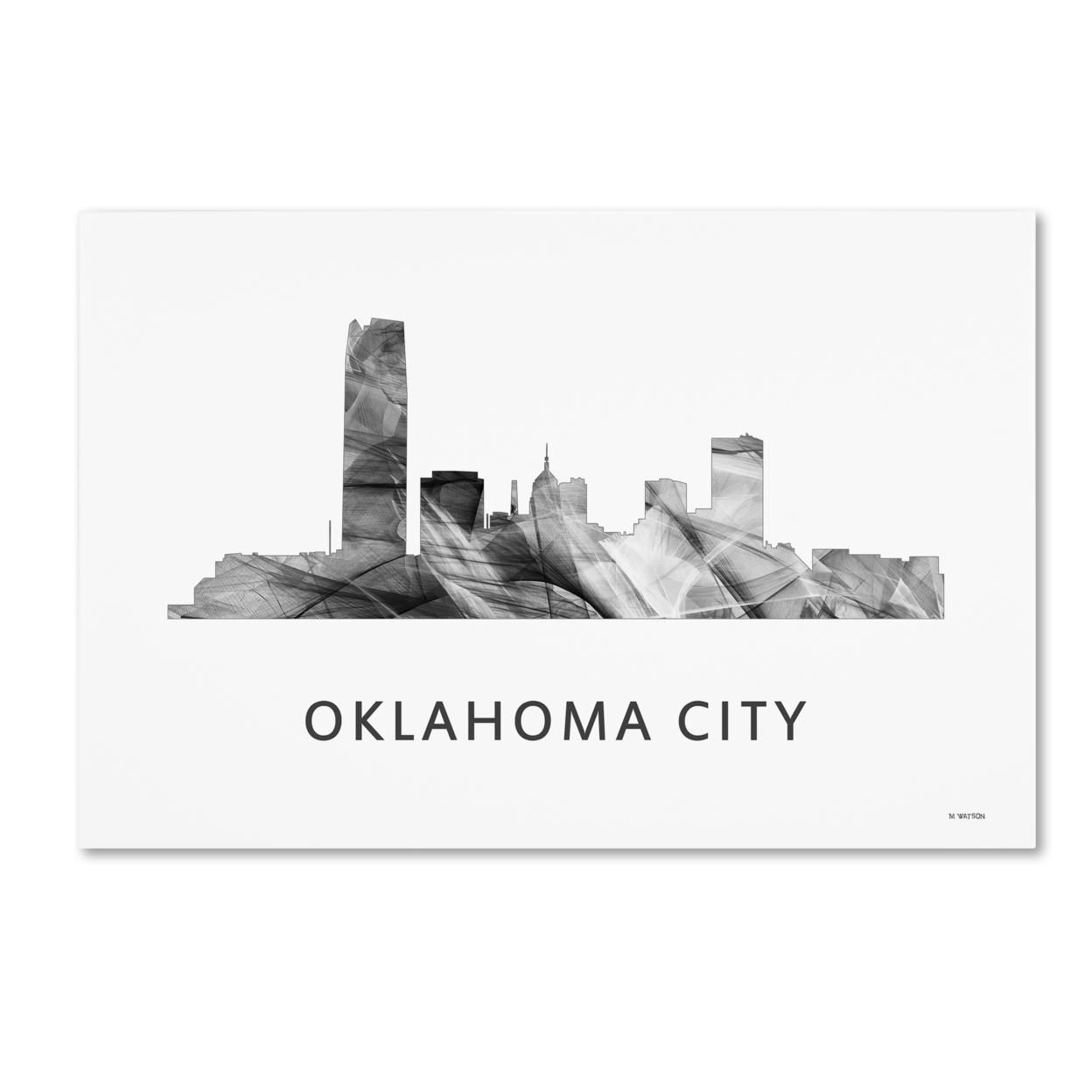 Marlene Watson 'Oklahoma City Oklahoma Skyline WB-BW' Canvas Art 16 X 24