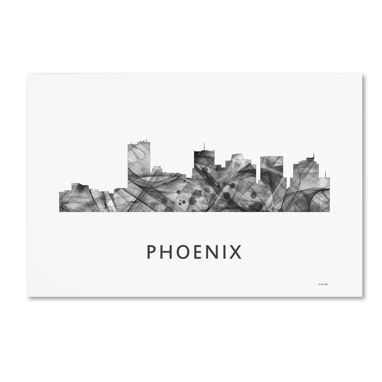 Marlene Watson 'Phoenix Arizona Skyline WB-BW' Canvas Art 16 X 24